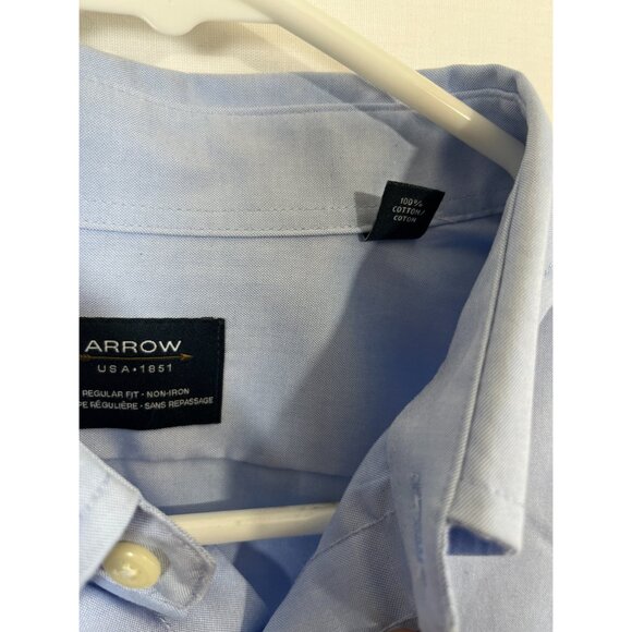 ARROW Shirt Mens Size 32-33 Regular Fit Non-Iron Cotton Button Down - Picture 3 of 5